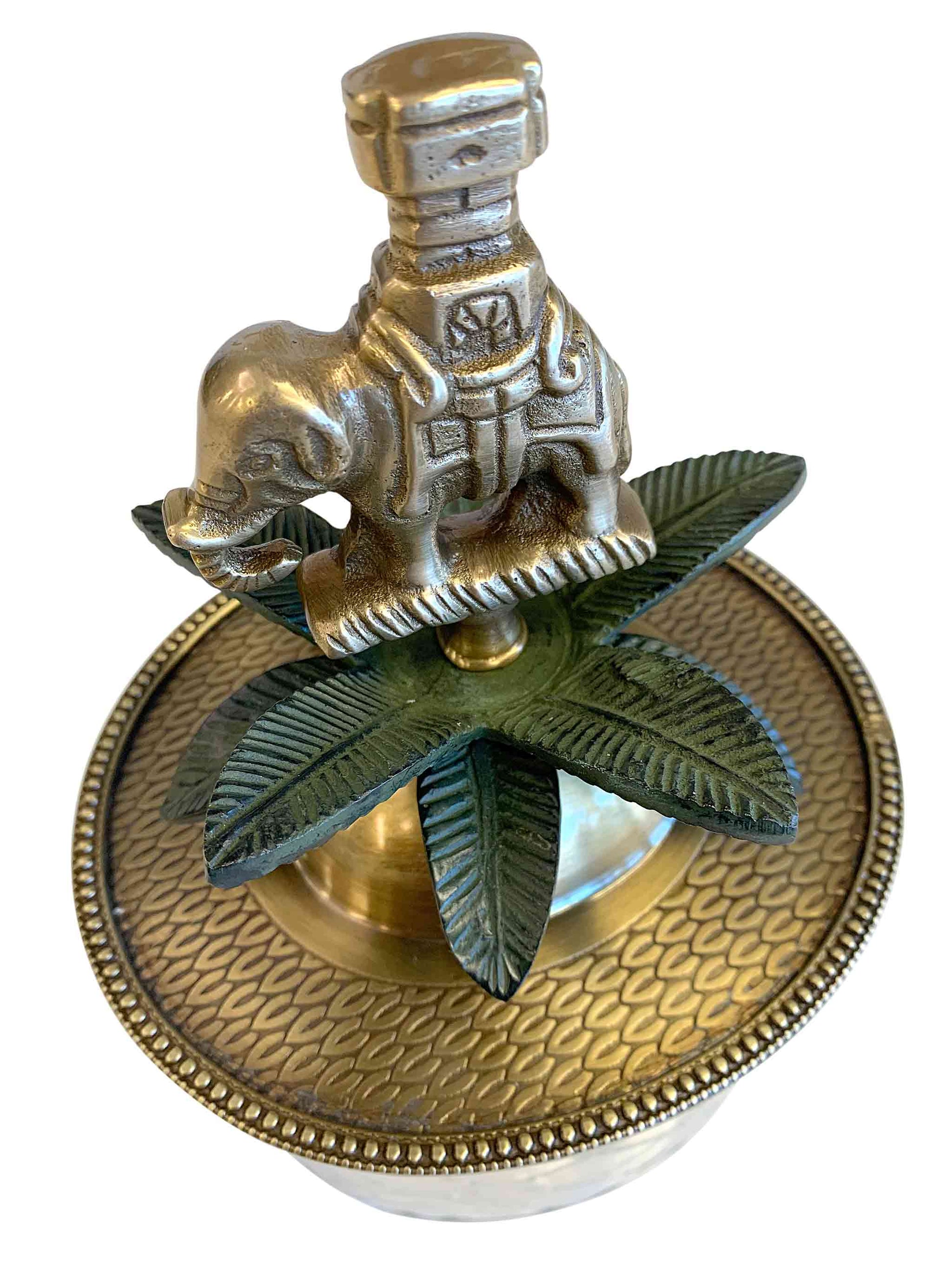 Crystal Trinket Box with Brass Elephant Lid by C.A.M