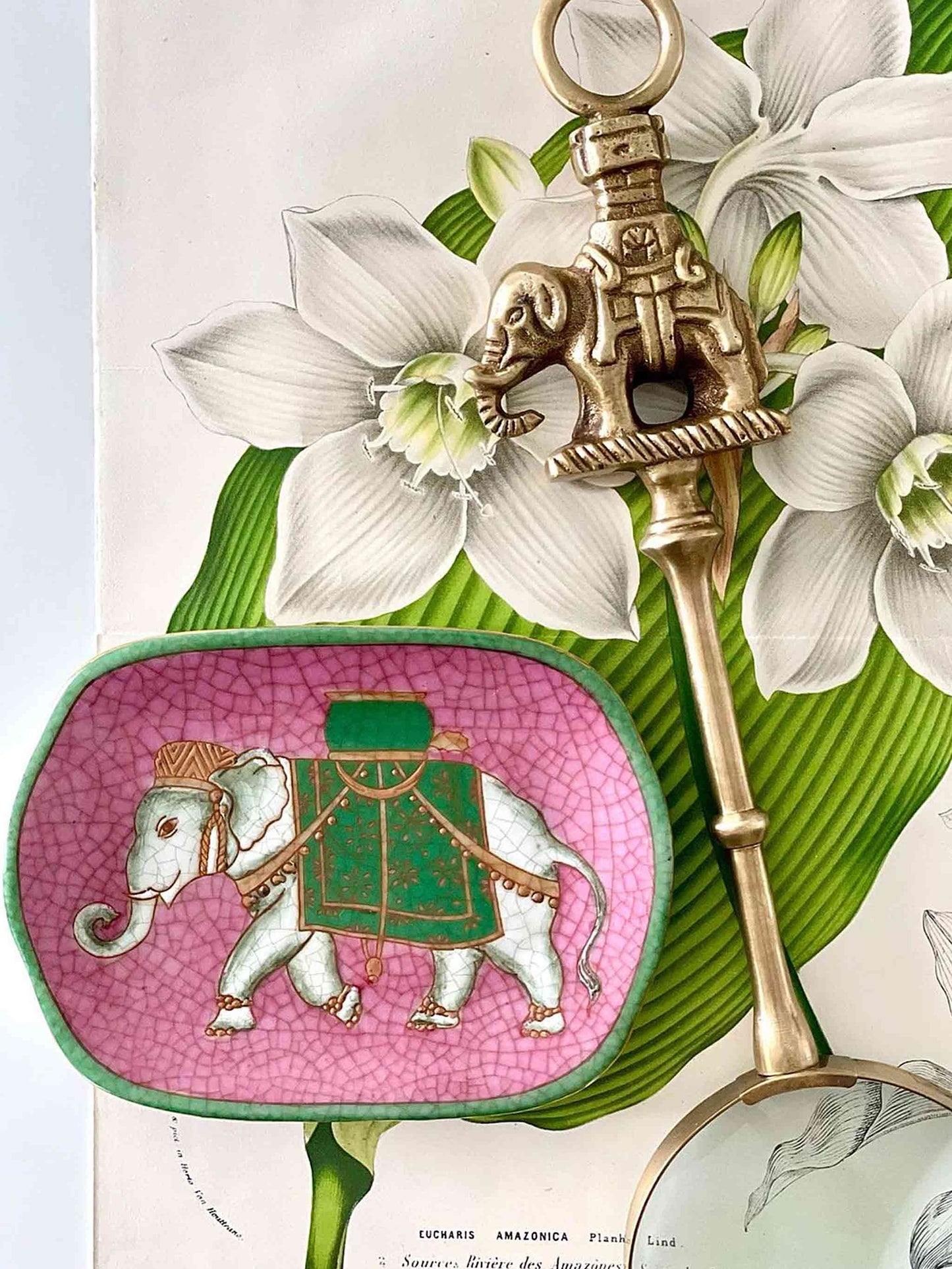 Porcelain Savon Soap/Trinket Dish Elephant Pink by C.A.M