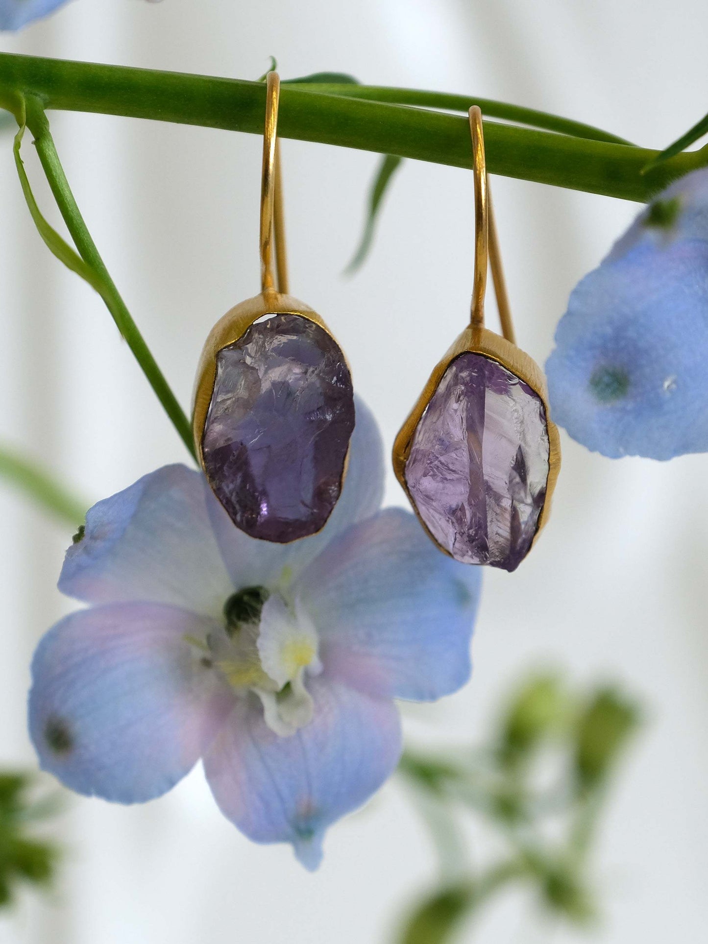 Mini Gold Purple Ek Stone Earrings - Shop Charlies Interiors