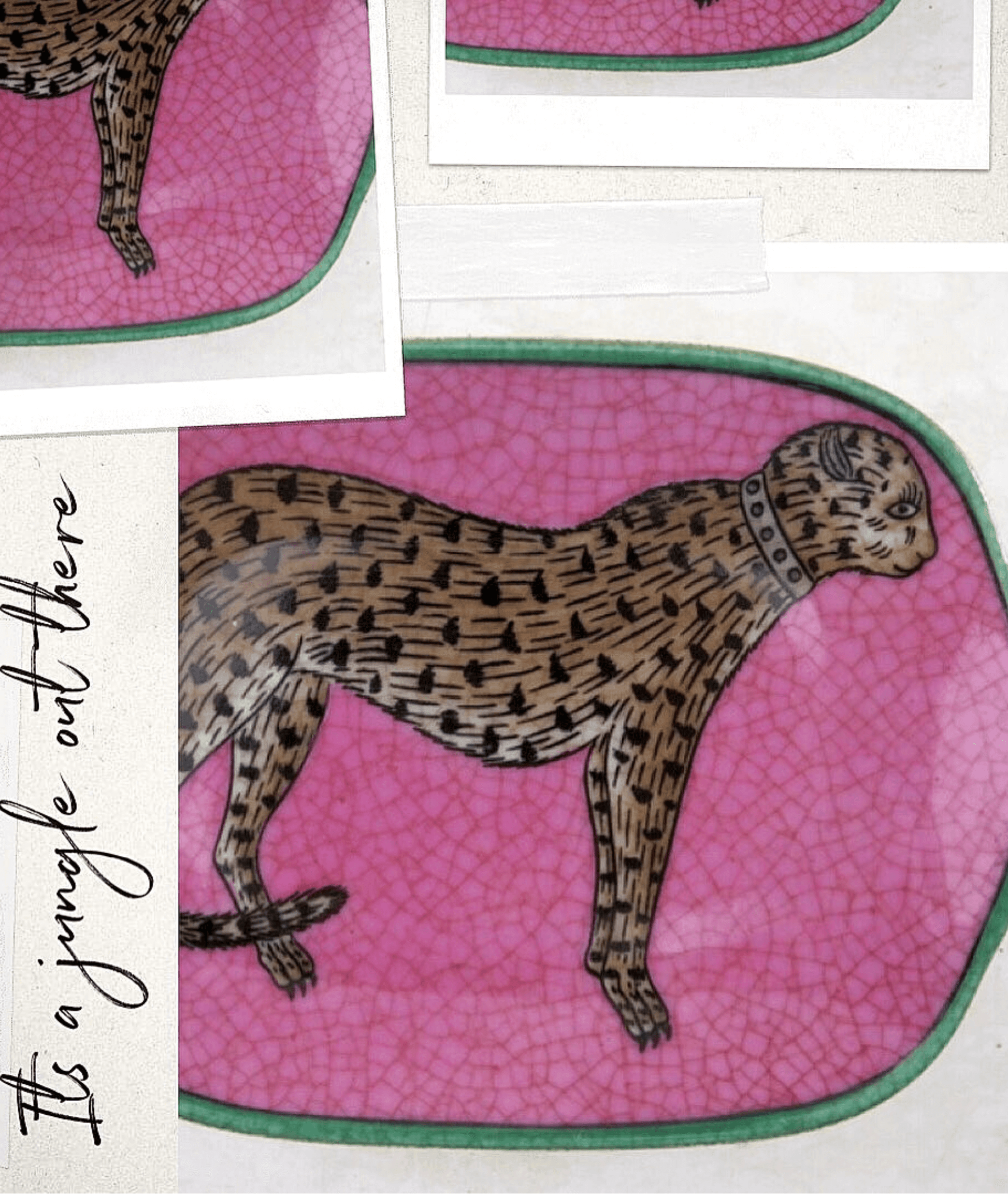 Crackled Porcelain Decorative Soap/Trinket Dish Leopardo Pink by C.A.M