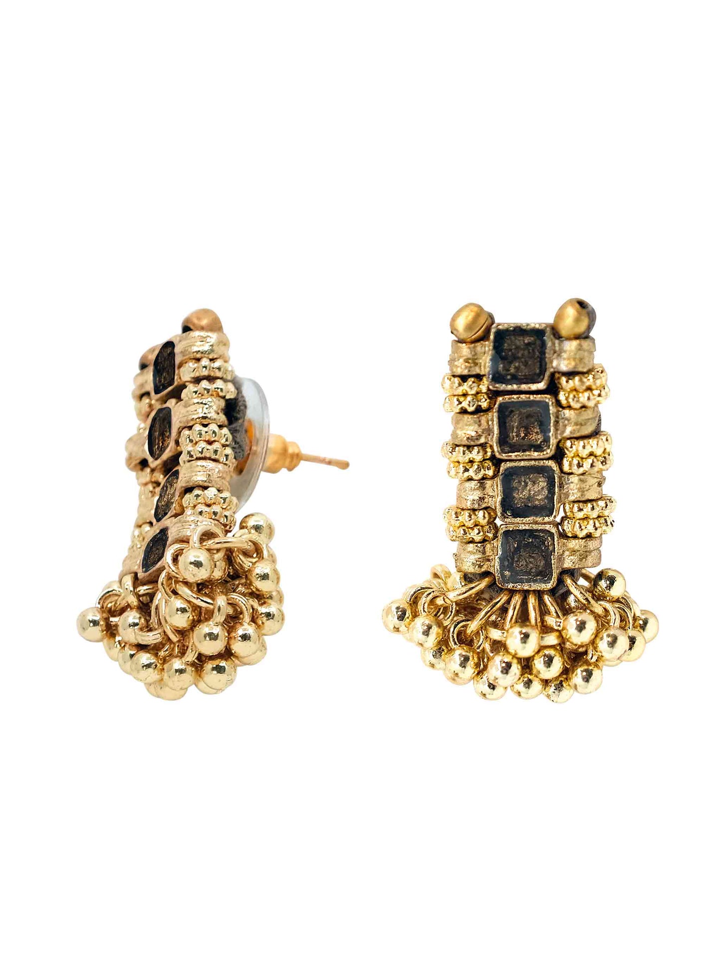 Aria Black and Gold Tone Enamel Stud Earrings