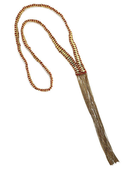 By the Meadow, Gold and Terracotta Tone Vermeil Fringe Necklace