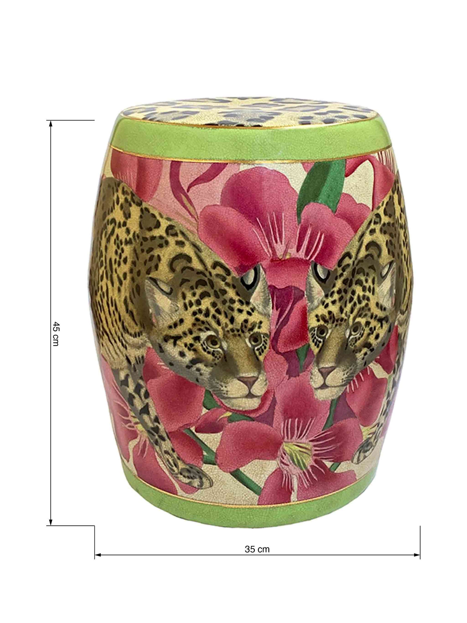 Fine Porcelain Stool/Side Table Isla Jaguar by C.A.M