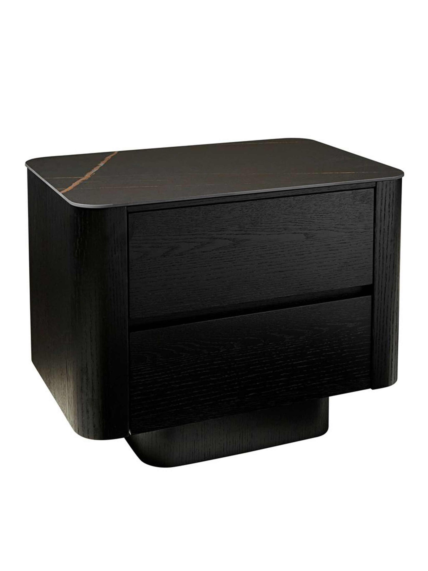 Deluxe Bedside Table  Black Marble Wooden Ceramic