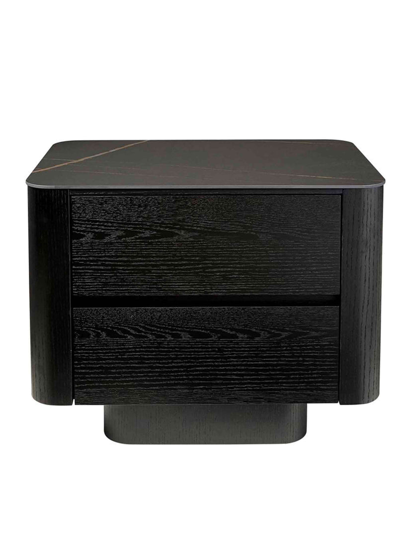 Clayton Bedside Table Black Marble Wooden Ceramic – Shop Charlies Interiors