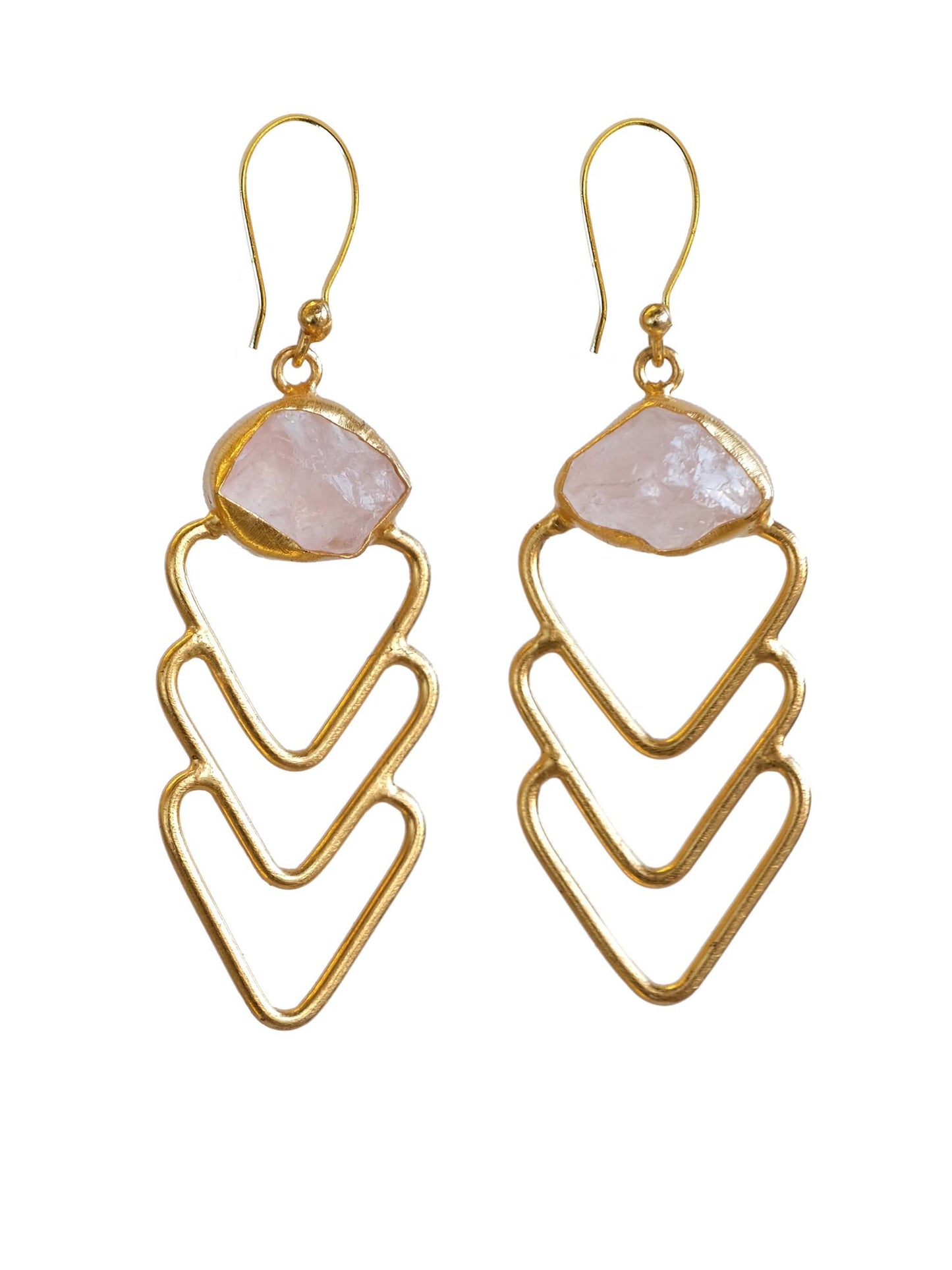 Teen Arrow Gemstone Gold Tone Hook Drop Women's Earrings Pink Stone