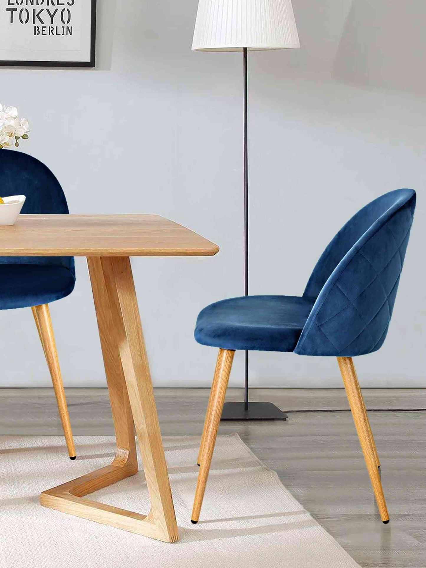 Diamond Velvet Blue Dining Chair- Shop Charlies Interiors