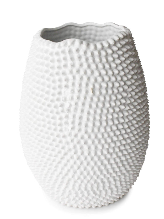 Calinda Tall Textured Glazed Ceramic Vase White 33cm