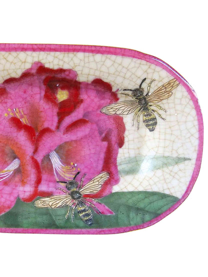 Pink Ceramic Soap Dish with floral print