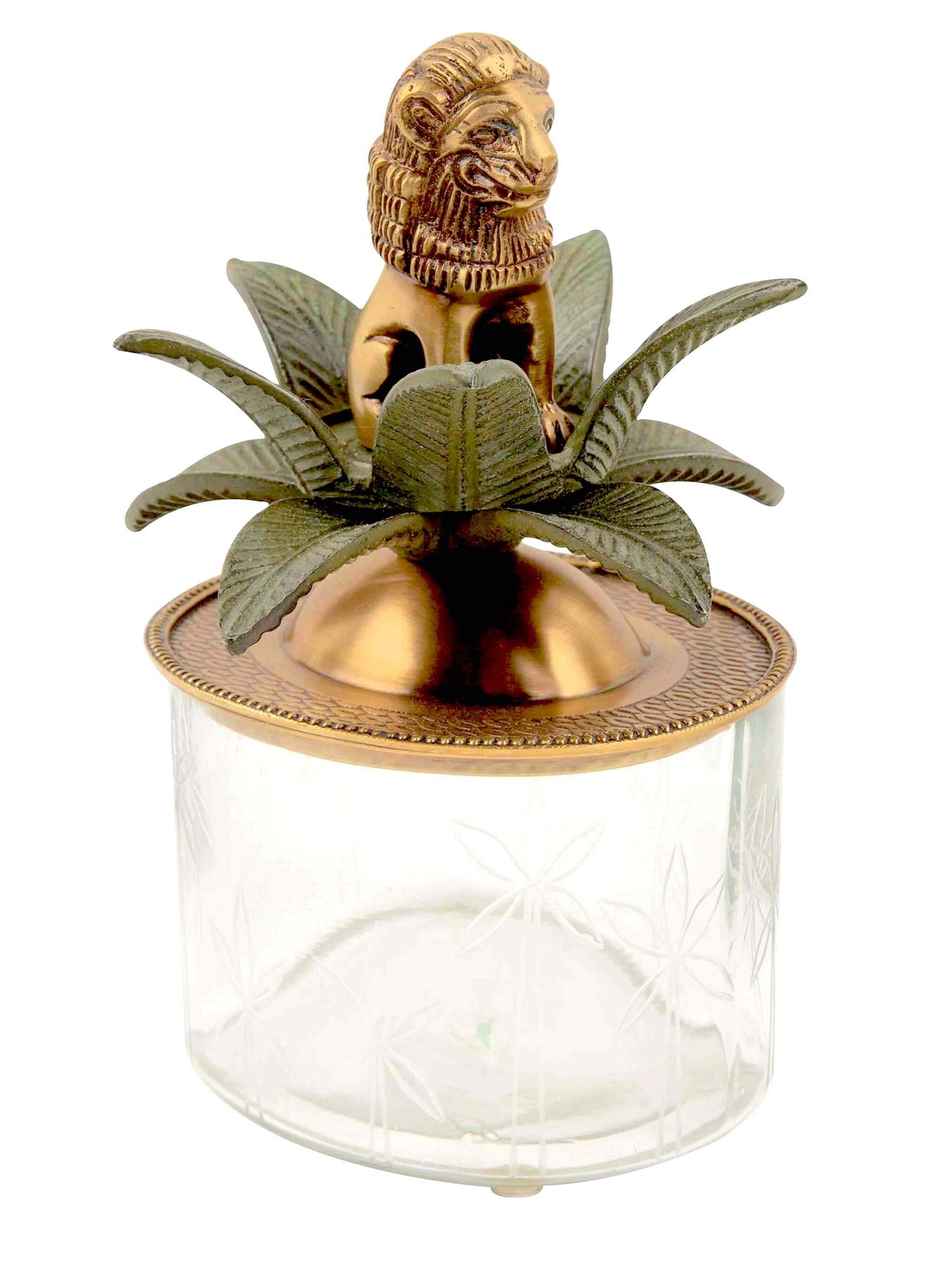 Crystal Trinket Box Lion with Brass Lid by C.A.M 16cm - Shop Charlies Interiors