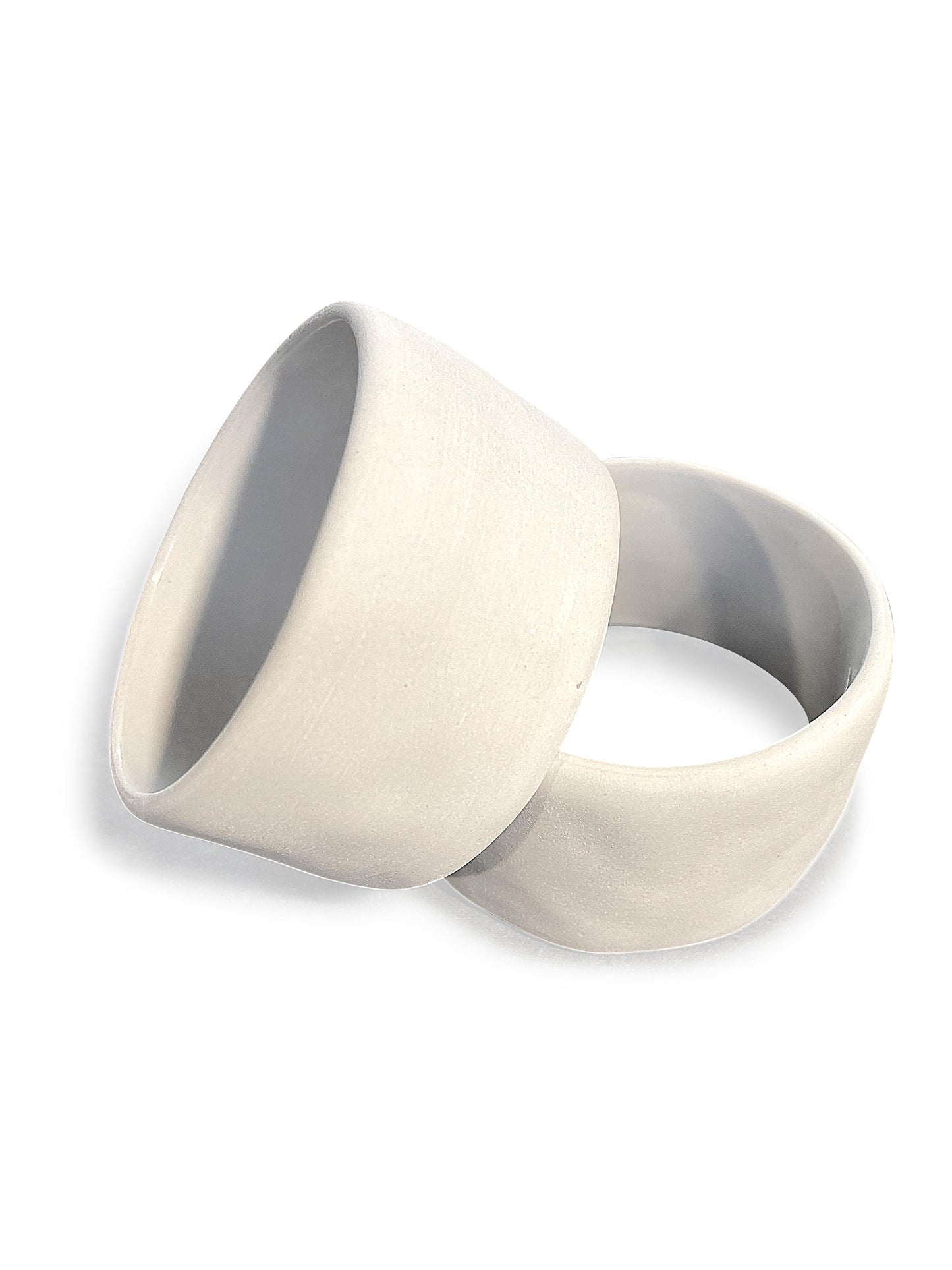 Flax Handcrafted Napkin Ring in Textured Ceramic Snow White 5.5cm
