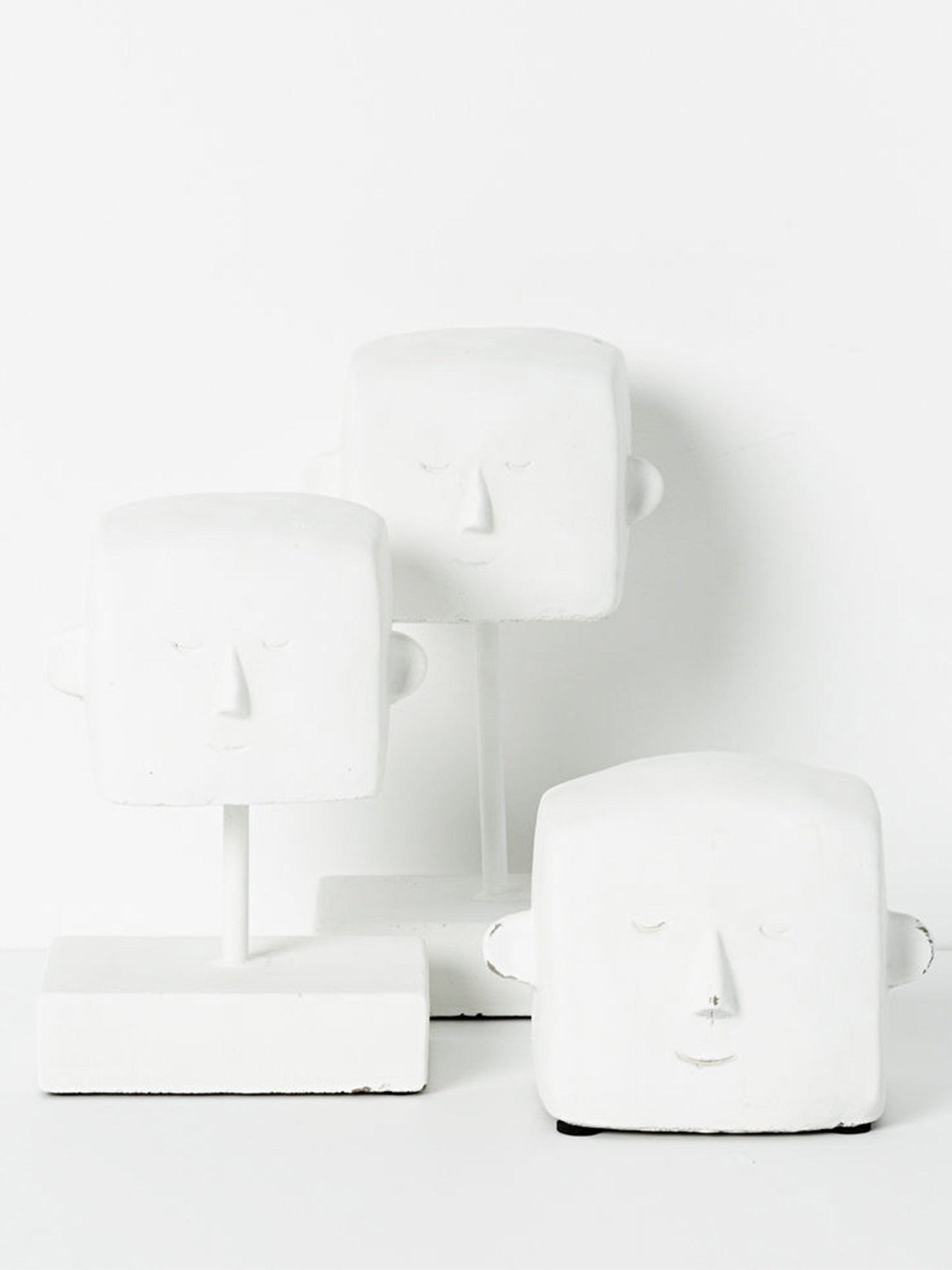 Geometric Decorative Ornament White Figurine Head Sculpture 26cm