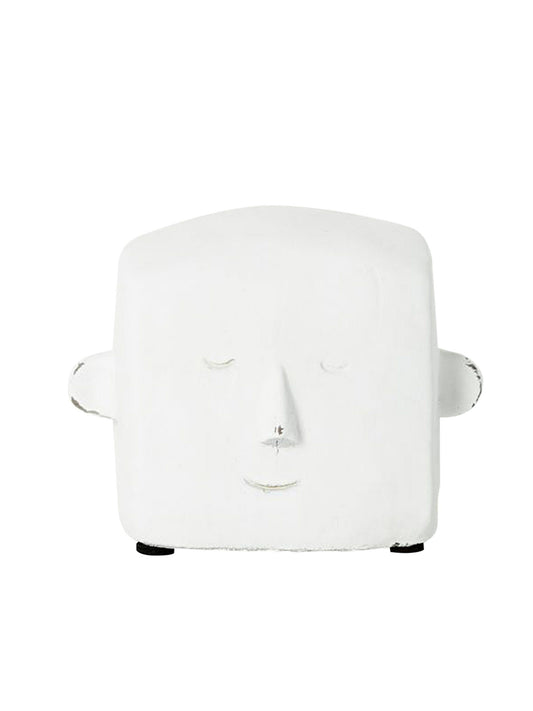 Square Geometric Ornament White Figurine Head Sculpture- Sitting