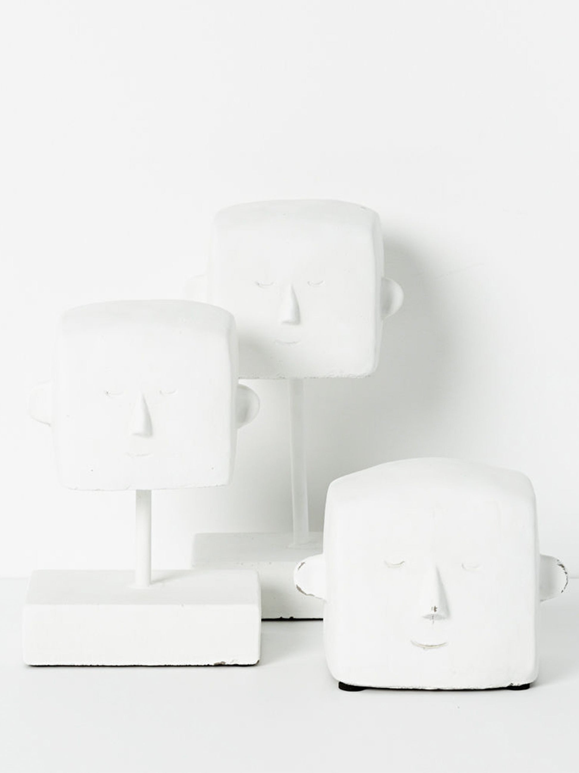 Geometric Ornament Figurine White Head Sculpture 21cm