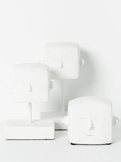 Geometric Ornament Figurine White Head Sculpture 21cm