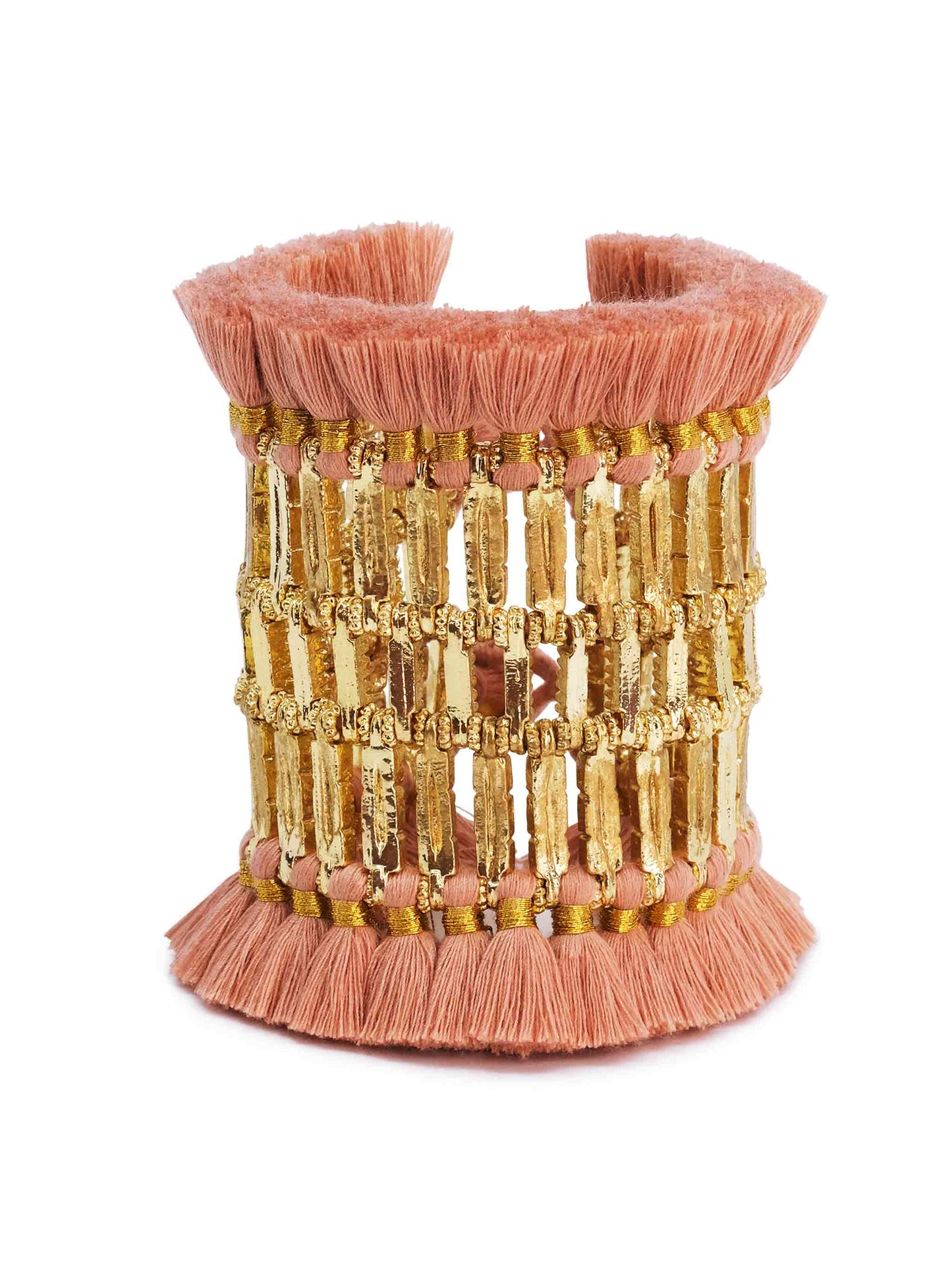 Naaz Wide Gold & Rose Tone Fringe Cuff Bracelet