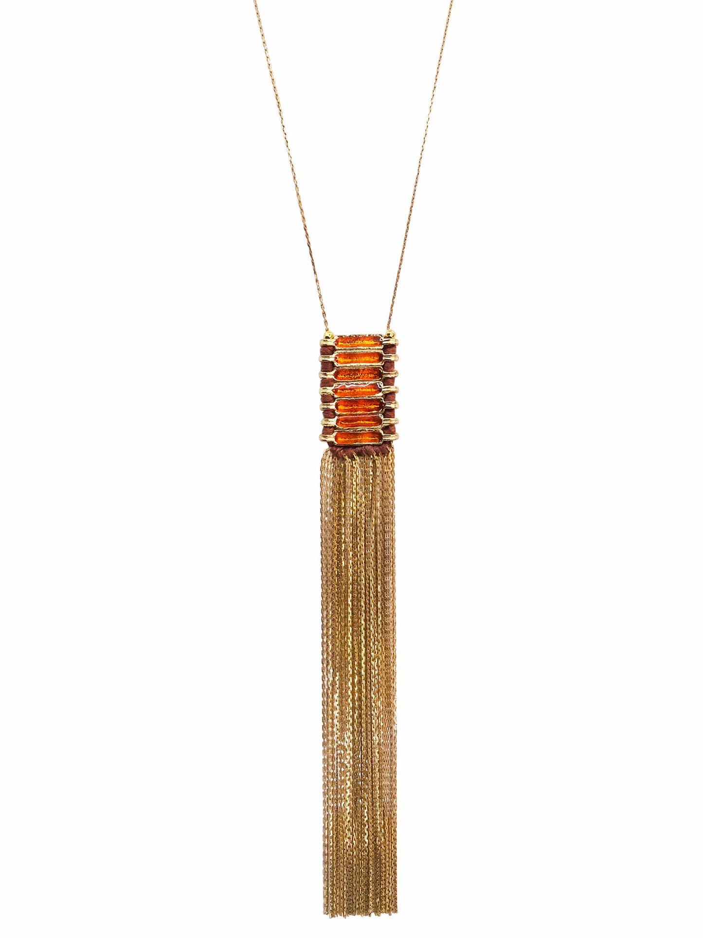 Gold Copper Enamel Pendant Chain Necklace