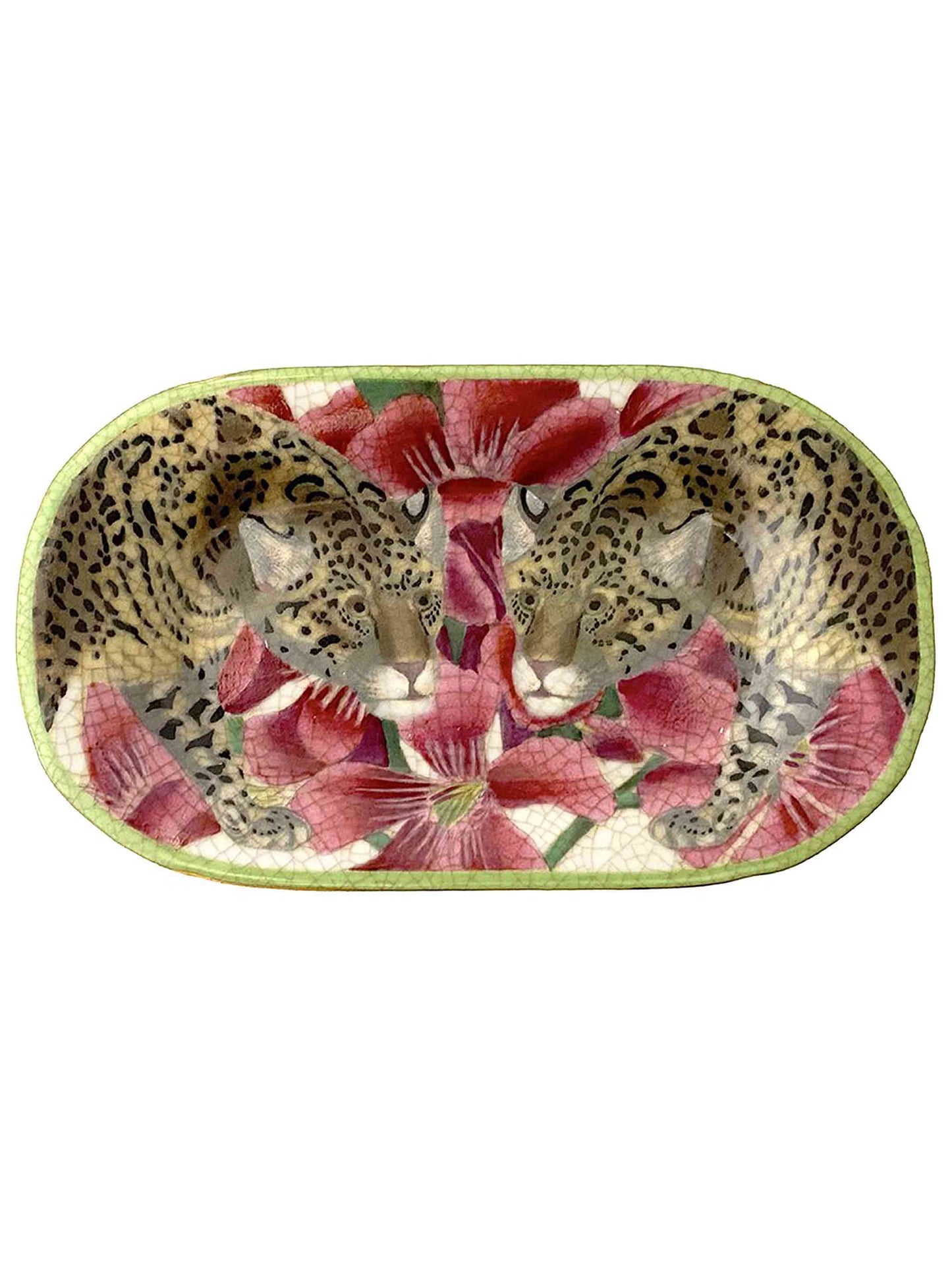 Pink Isla Savon Jaguar Floral Porcelain Trinket/Soap Dish by C.A.M