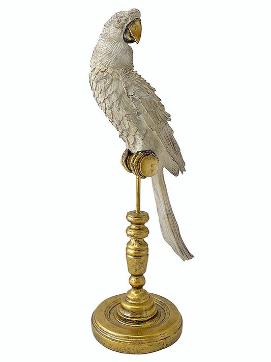 Large Decorative Parrot on Stand Aviary White by C.A.M 45 cm