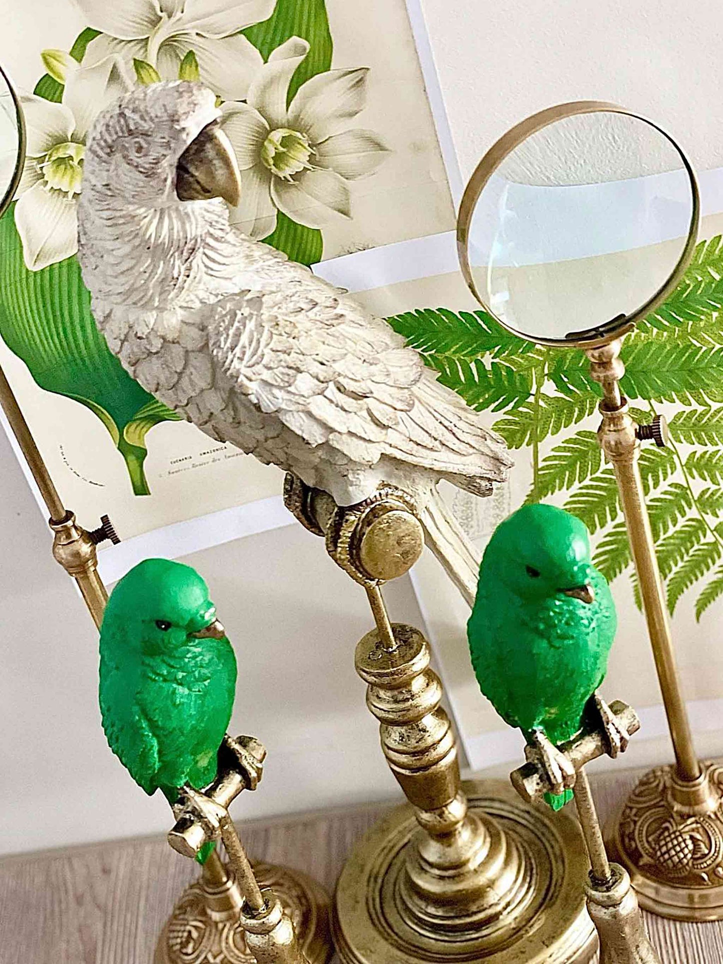 Decorative Large Parrot on Stand Aviary White by C.A.M 45 cm