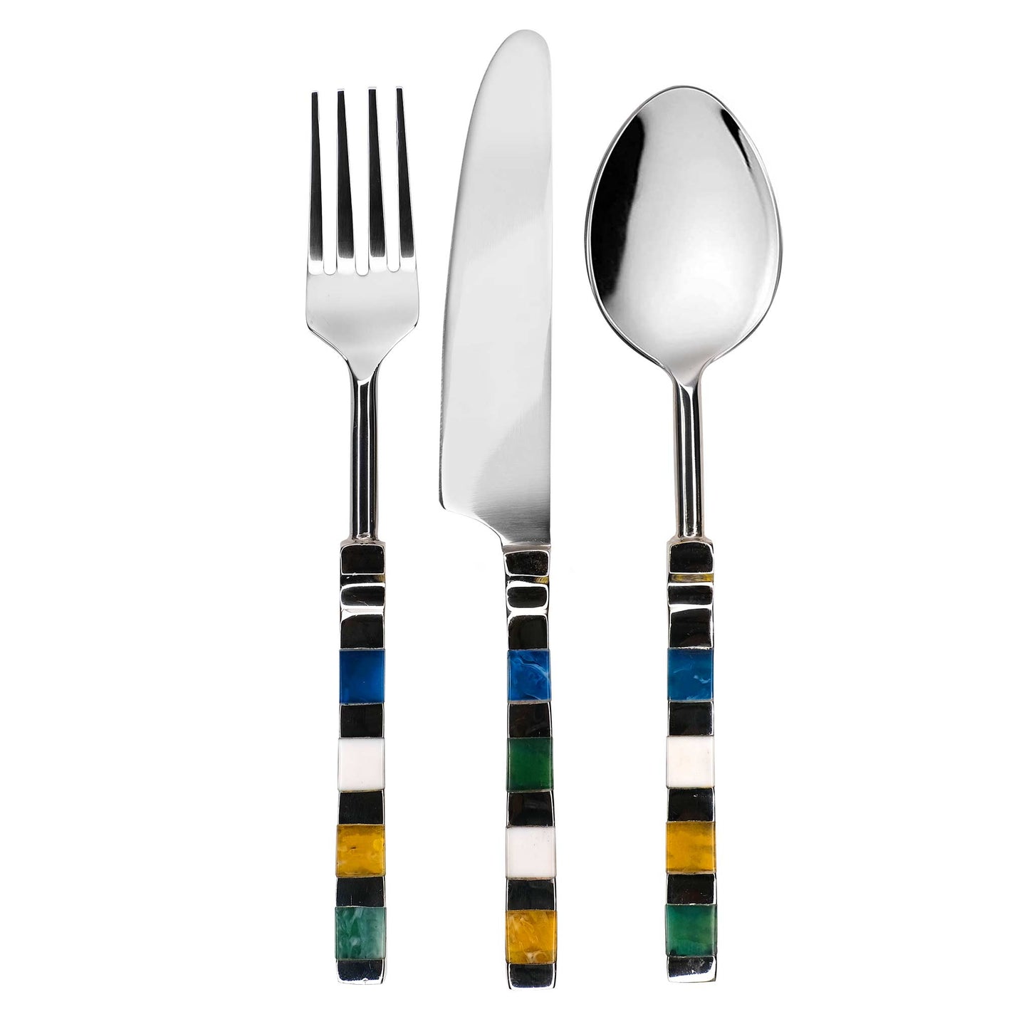 12 Piece Cutlery Set Multicolour Stainless Steel Marble & Enamel