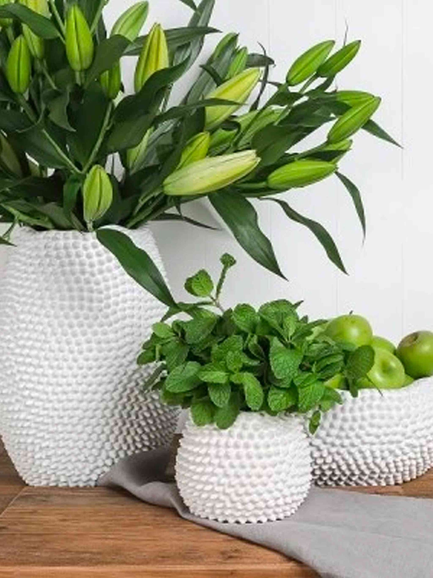 White Ceramic Spikey Vase by Mediterranean Markets