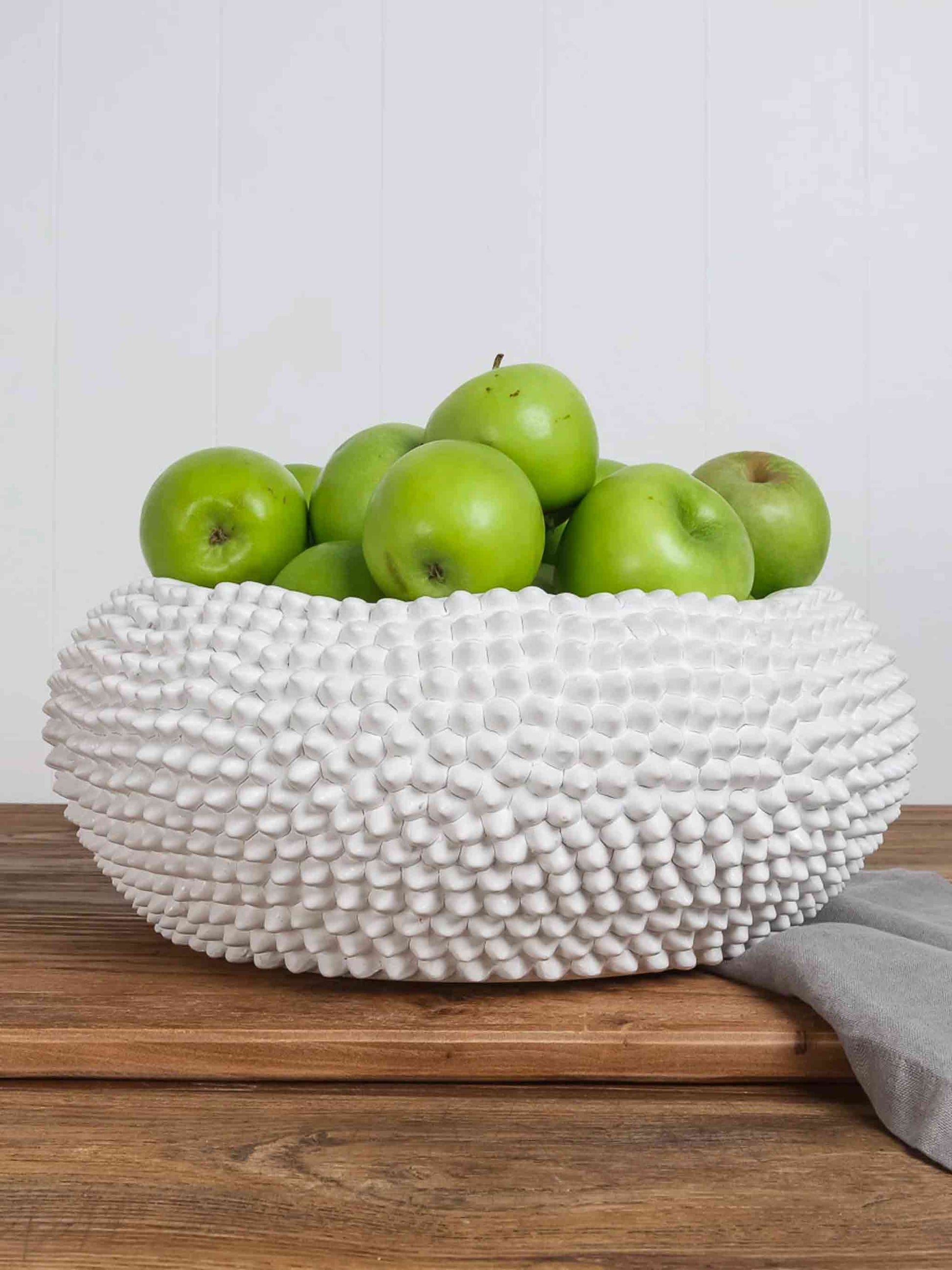 White Glazed Ceramic Fruit Bowl Mode 33x13 cm