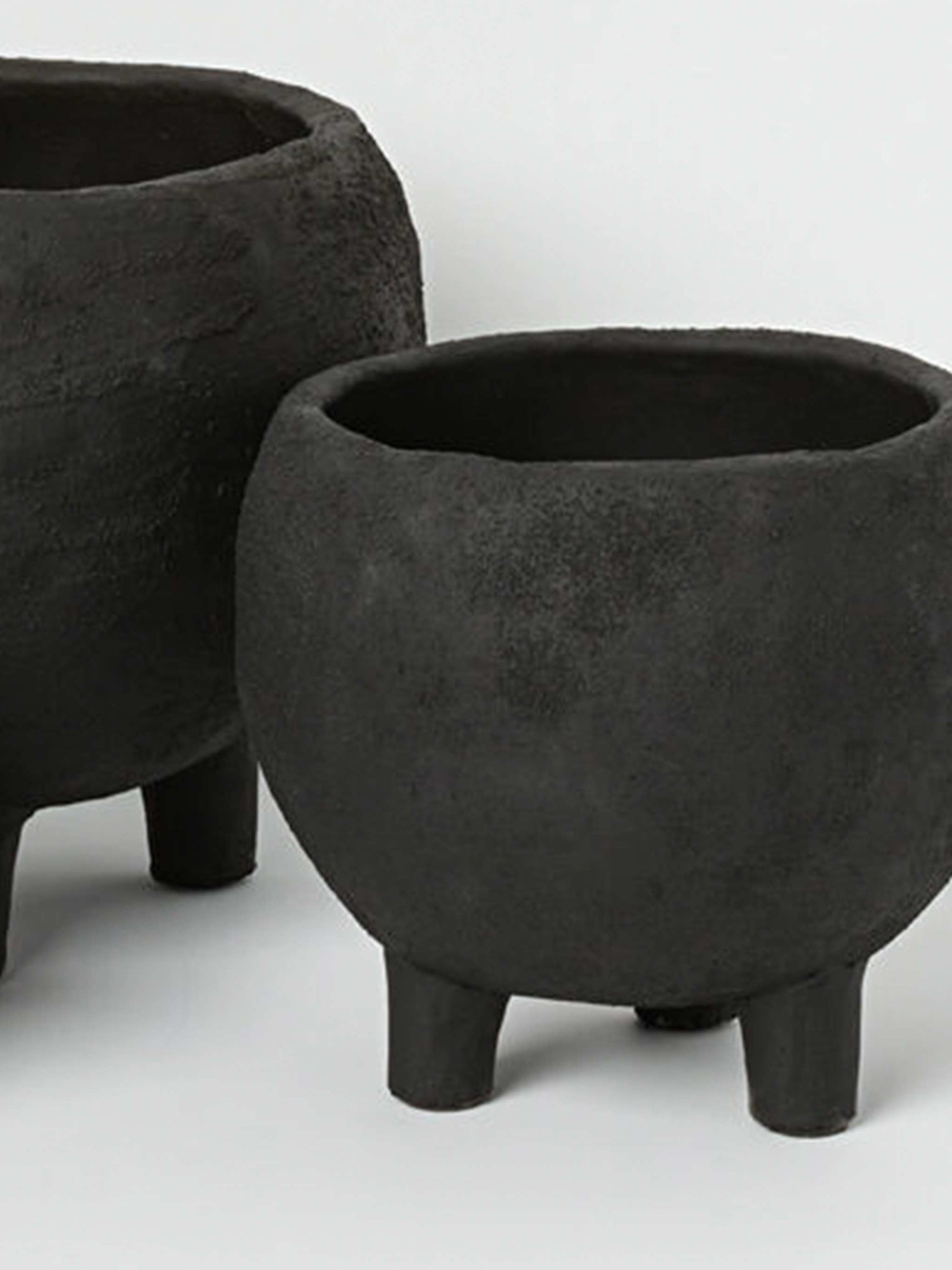 Textured Short Black Dome Pot with Standing Legs – Medium