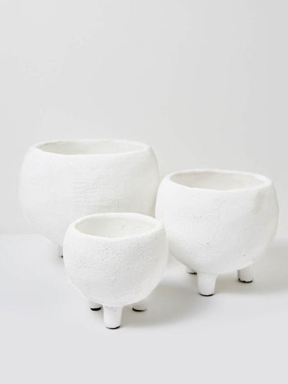 Niro Short White Dome Pot with Standing Legs – Large Set