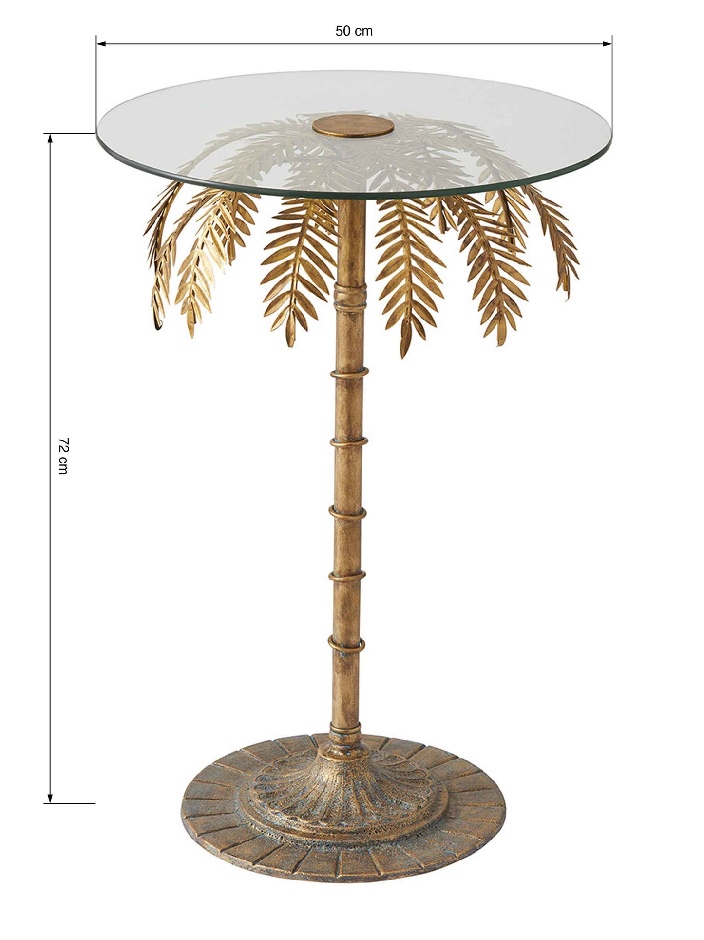 Round Brass Palm Side Table - Shop Charlies Interiors