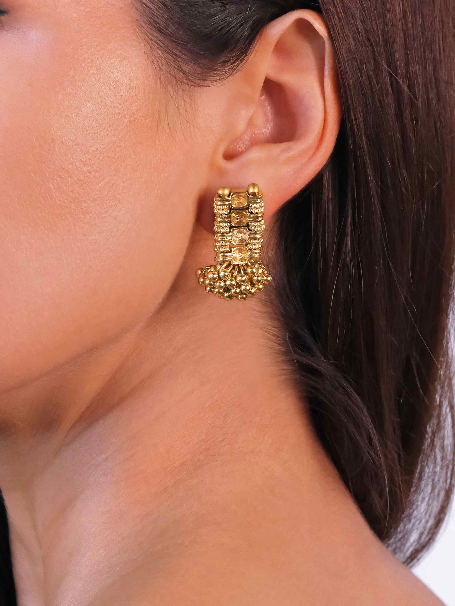 Aria Pink and Gold Tone Enamel Stud Earrings