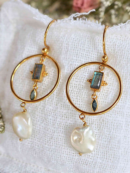 Bohemian Salt Washed Gold Plated Baroque Pearl Drop Earrings by Monsieur Blonde