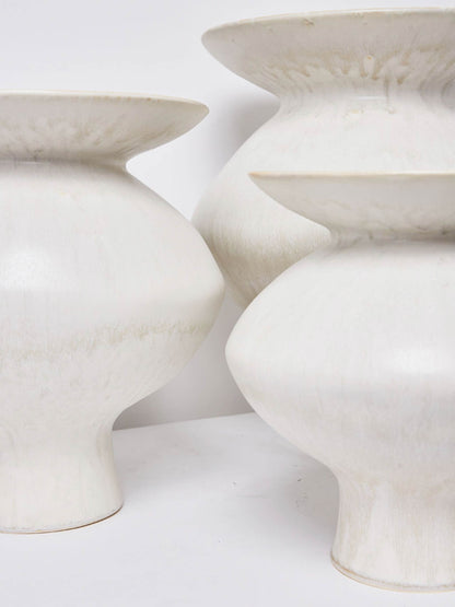 Handmade Organic White Stoneware Sculpture Glazed Tall Vase – Small 29cm