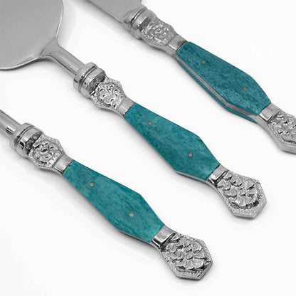 ZA Collective 3 Piece Turquoise Cheese Knife Set