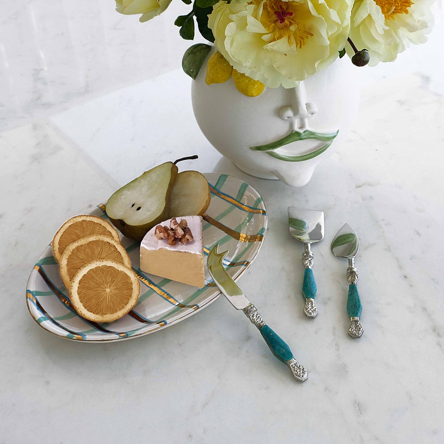 ZA Collective 3 Piece Turquoise Cheese Knife Set