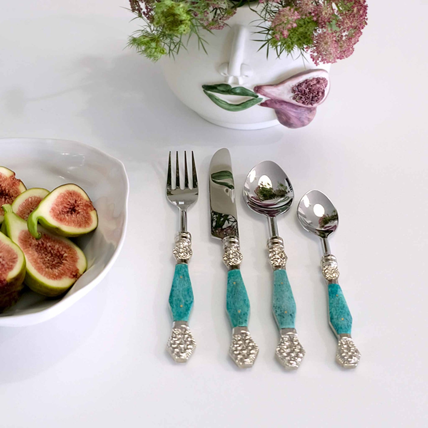 ZA Collective 4 Piece Turquoise Cutlery Set