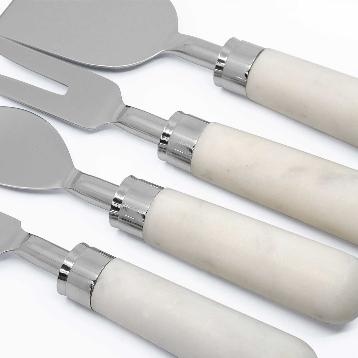 ZA Collective 4 Piece White Marble  Cheese Knife Set