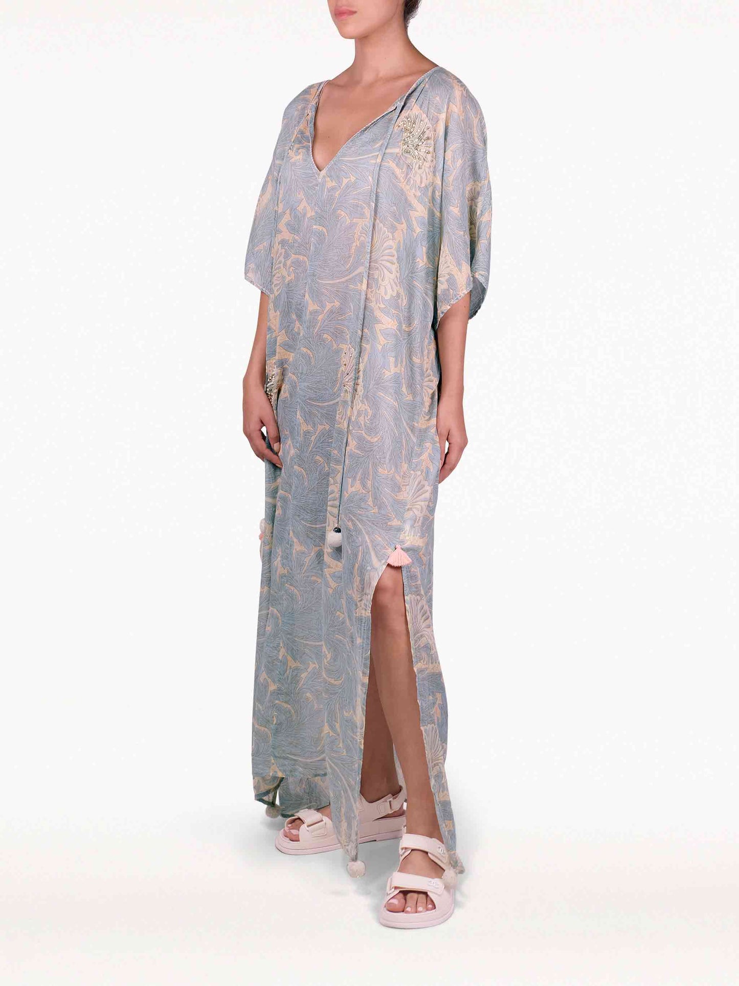 Zahra Beach Full Length Embellished Kaftan Dress