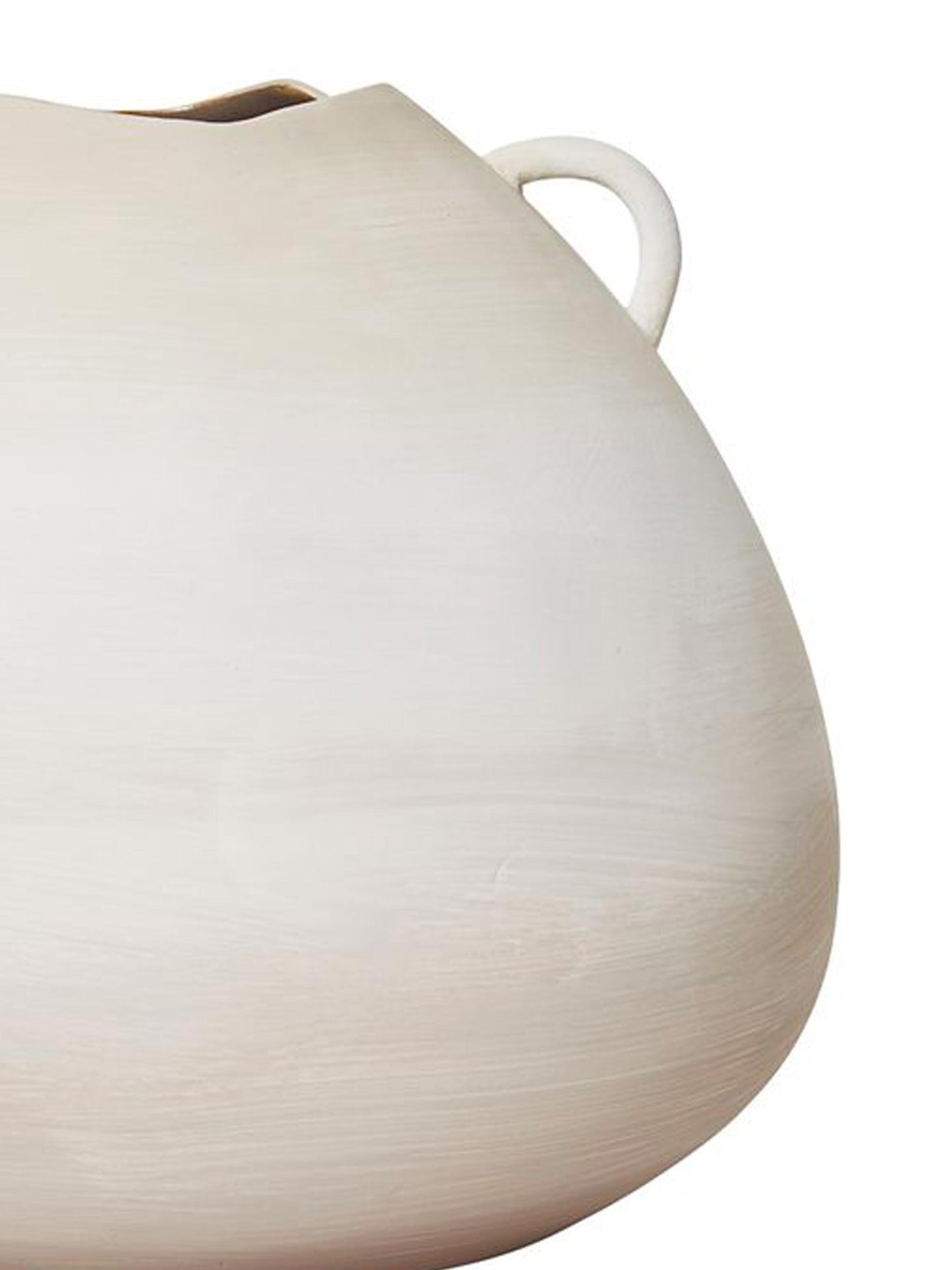 Zano Decor Pot Organic White & Cream Hoop Handle Vase- Large