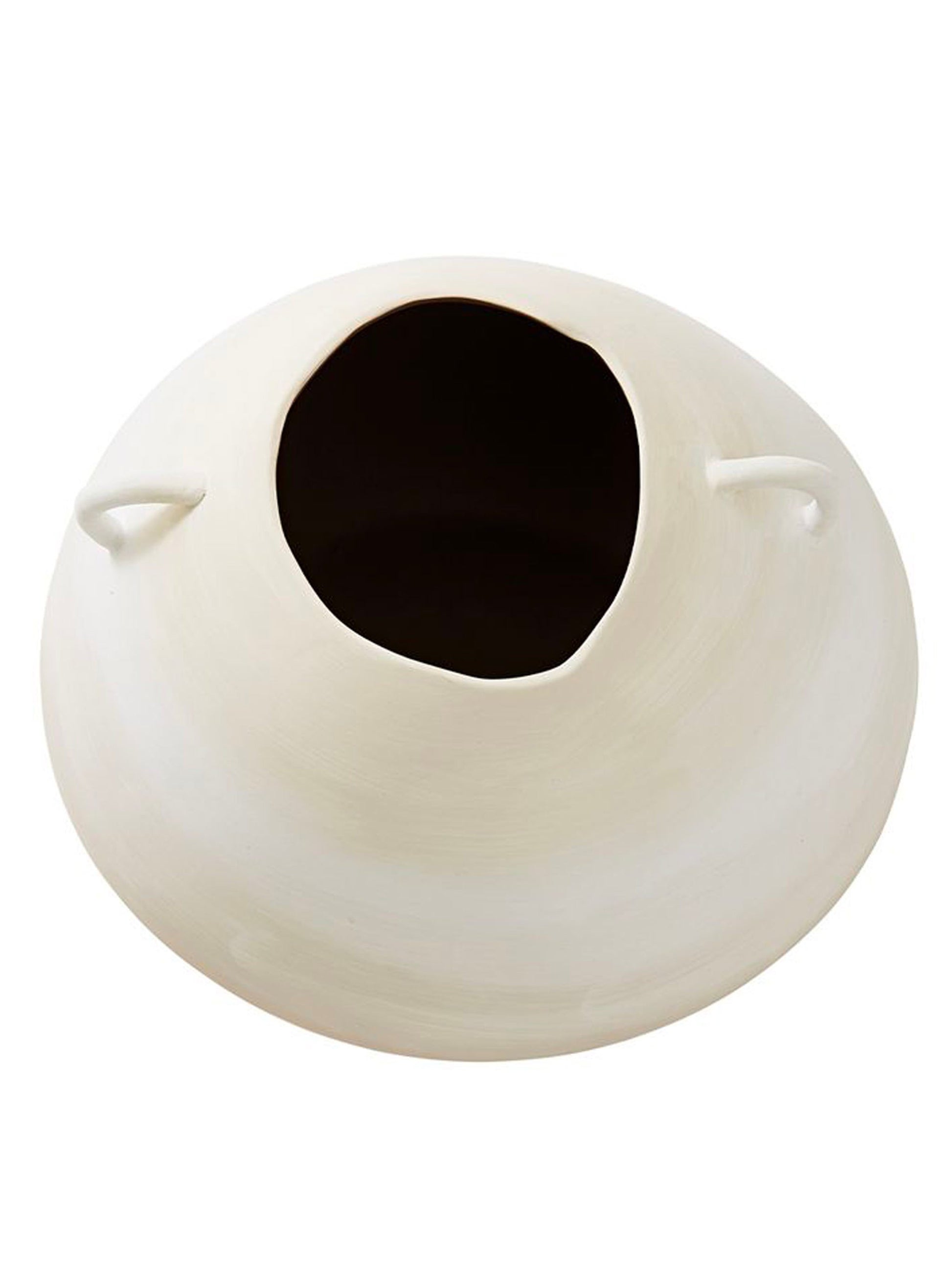 Zano Pot Organic White & Cream Hoop Handle Vase- Large