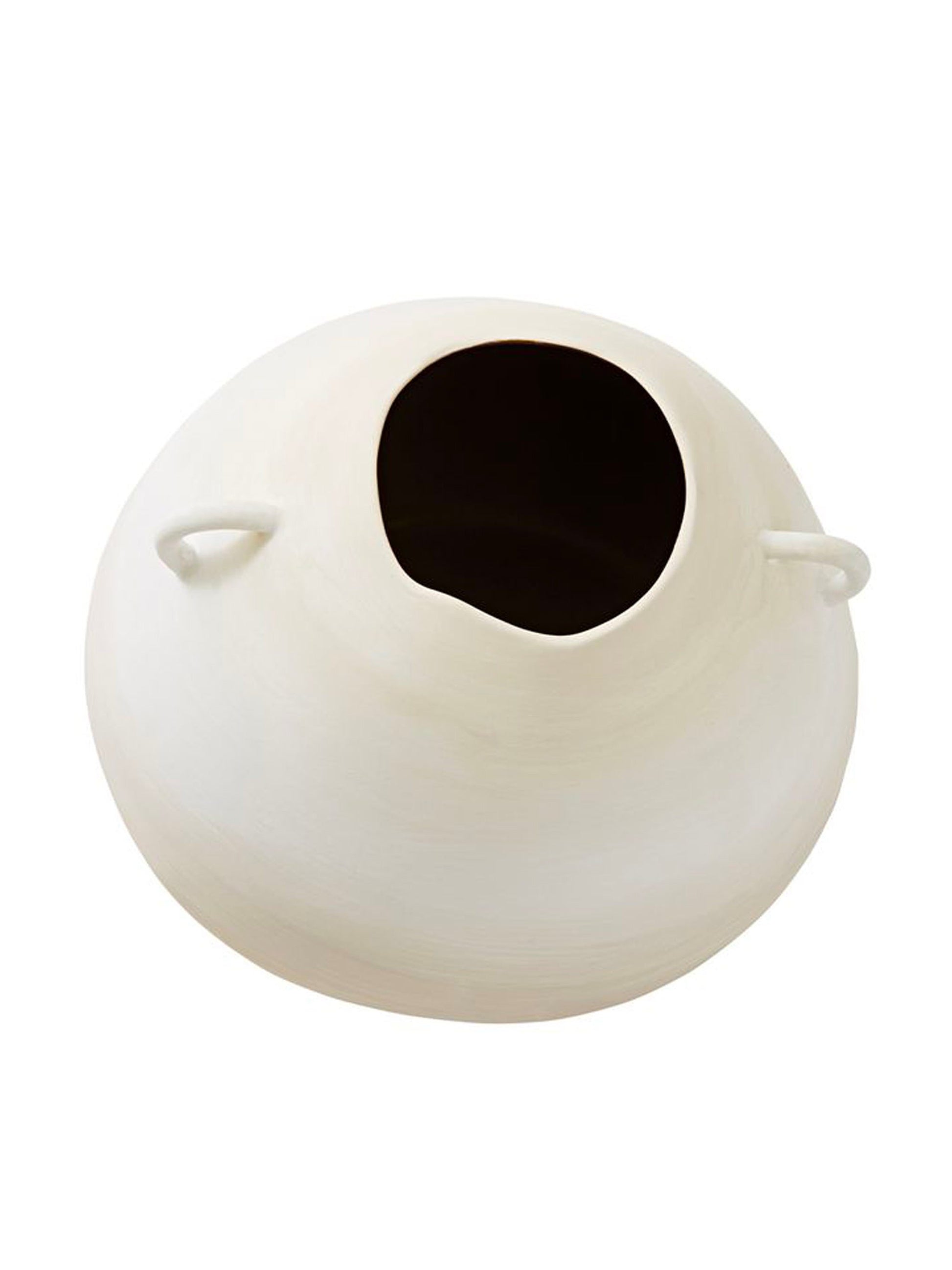Zano Pot Organic White & Cream Hoop Handle Vase- Medium