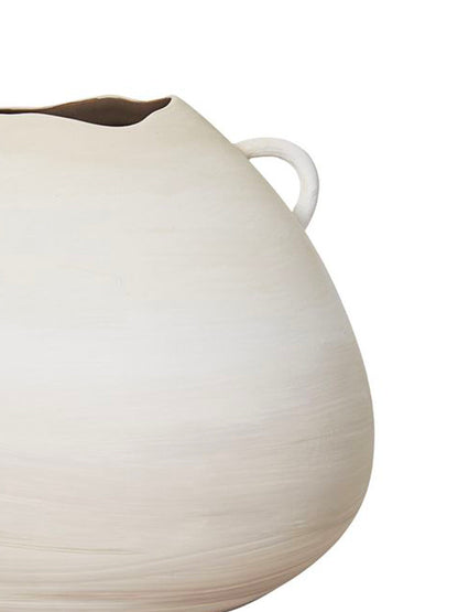 Zano Décor Organic White & Cream Hoop Handle Vase- Medium