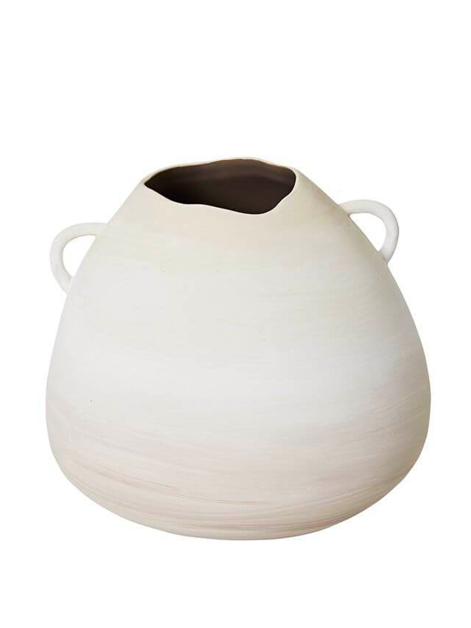 Zano Organic White & Cream Hoop Handle Vase- Medium